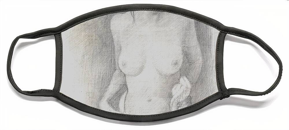 Breasts Face Mask featuring the drawing Figure Study 6 by David Ladmore