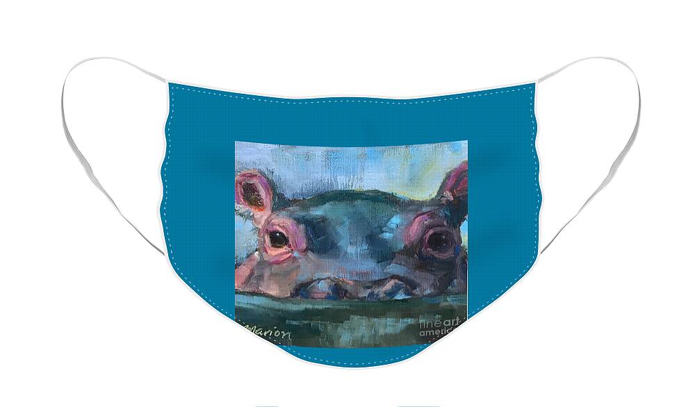 Hippo Face Mask featuring the painting Fionahippo by Marion Corbin Mayer