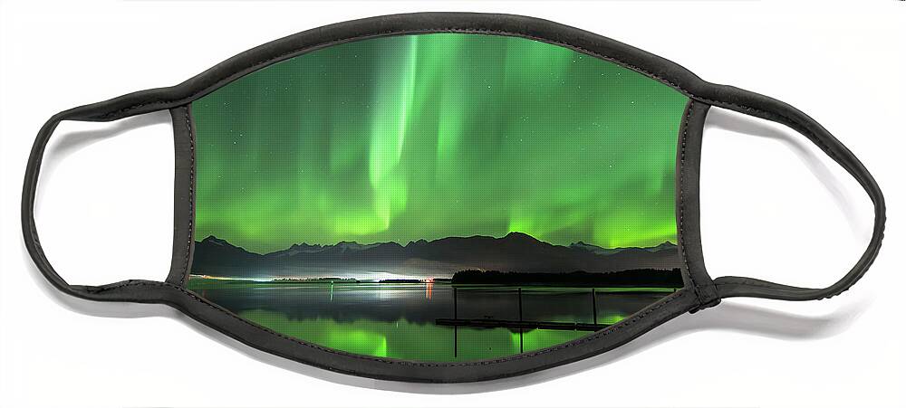 Northern Lights Face Mask featuring the photograph Fire in the Sky by David Kirby