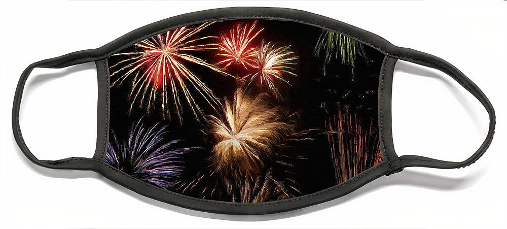 Fireworks Face Mask featuring the painting Fireworks by Jeffrey Kolker
