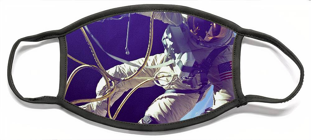 Science Face Mask featuring the photograph First American Walking In Space, Edward by Nasa
