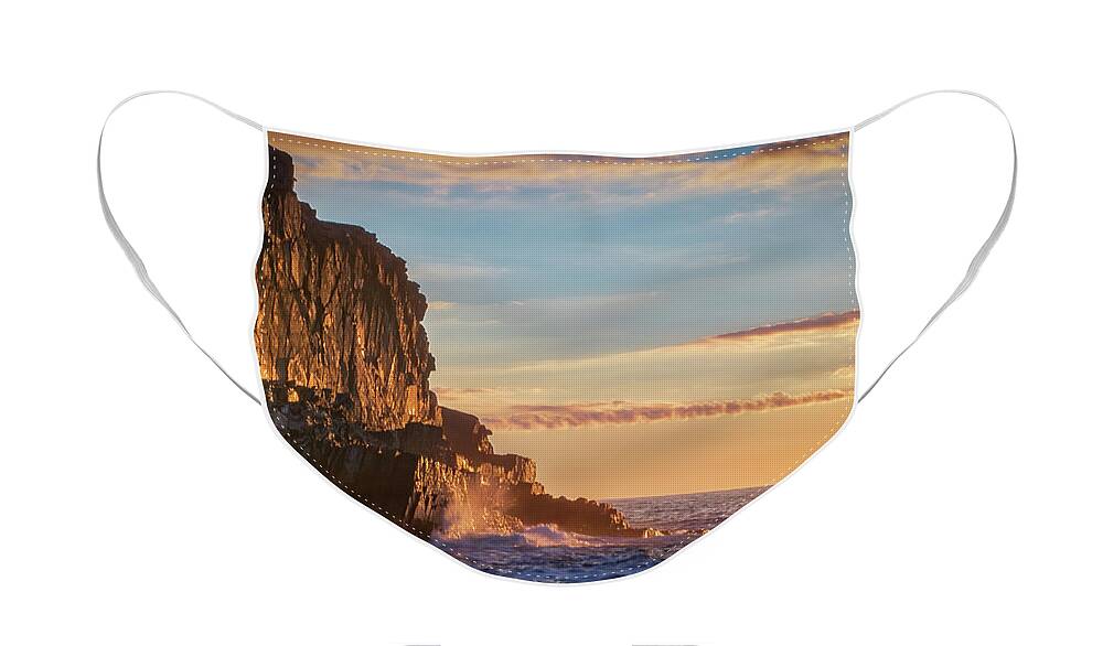 Bald Head Cliff Face Mask featuring the photograph First Light at Bald Head Cliff by Kristen Wilkinson