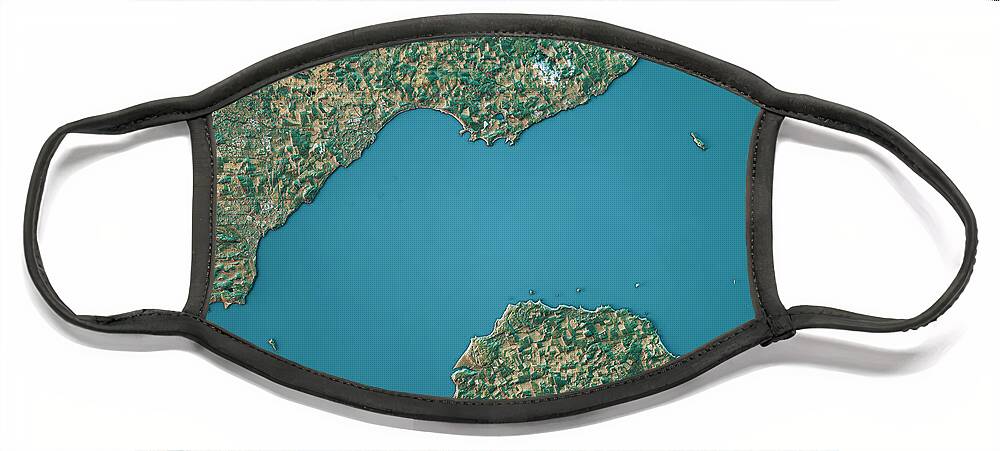 Firth Of Forth Face Mask featuring the digital art Firth Of Forth Topographic Map Natural Color Top View by Frank Ramspott