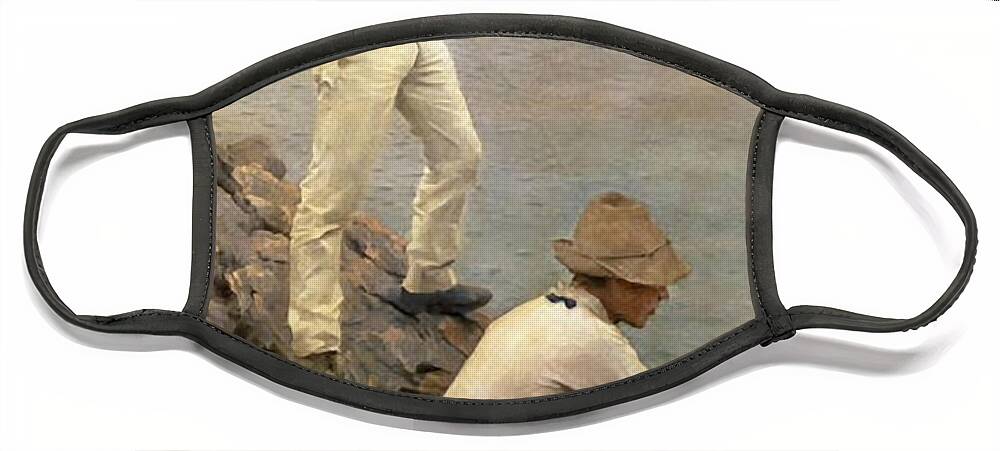 Fisher Face Mask featuring the painting Fisher Boys by Henry Scott Tuke