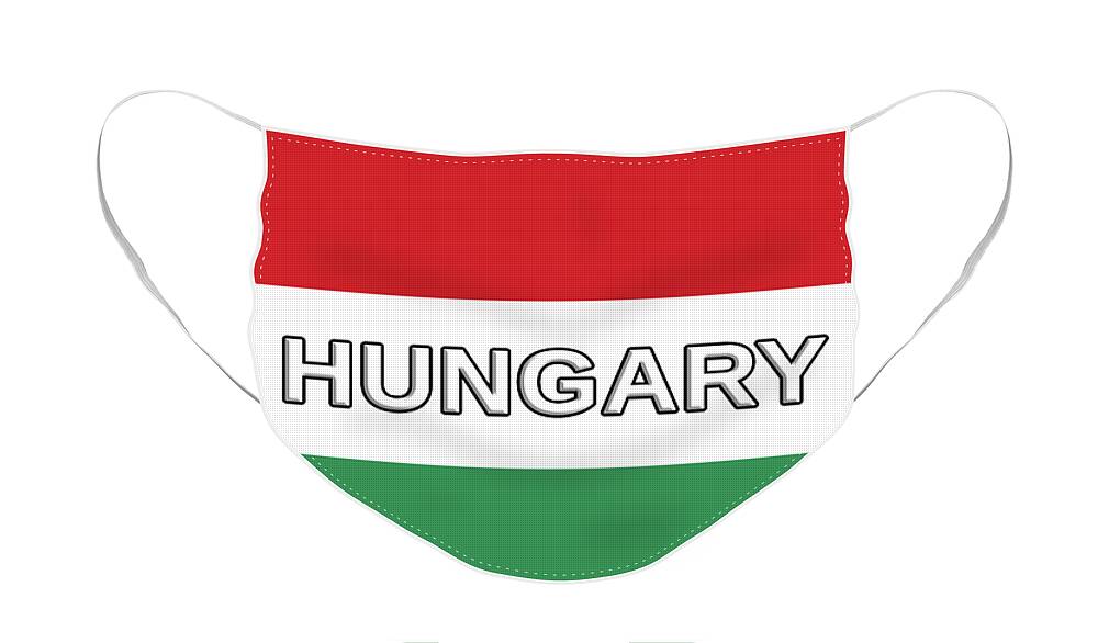 Europe Face Mask featuring the digital art Flag of Hungary Word by Roy Pedersen