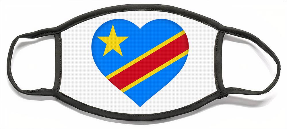 Africa Face Mask featuring the digital art Flag of The Congo Heart by Roy Pedersen