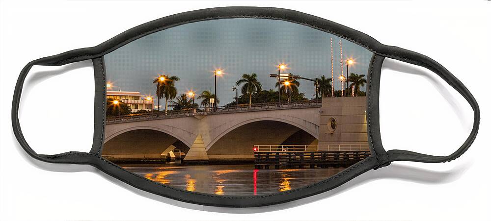 Boats Face Mask featuring the photograph Flagler Bridge in Lights II by Debra and Dave Vanderlaan
