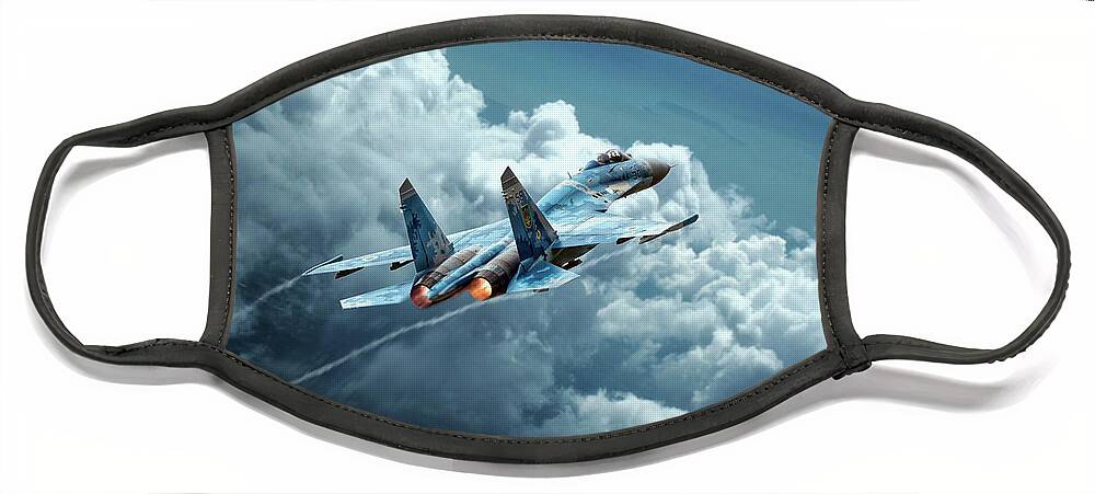 Sukhoi Su-27 Face Mask featuring the digital art Flanker Burner by Airpower Art