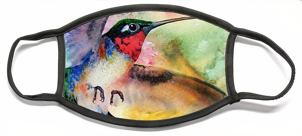 Colorful Face Mask featuring the painting DA155 Flit Color by Daniel Adams by Daniel Adams