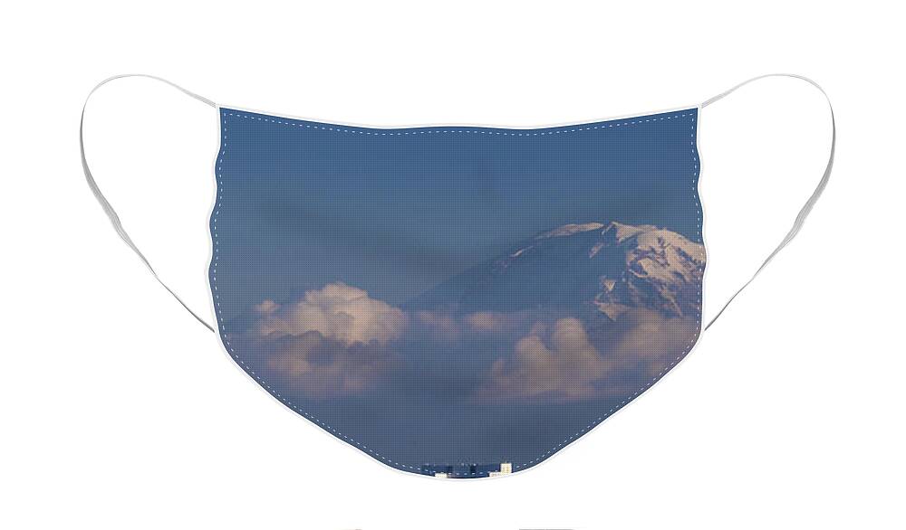 Seattle Face Mask featuring the photograph Floating Mountain by Ed Clark