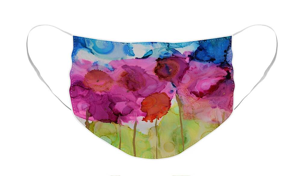 Floral Face Mask featuring the painting Floral Pink by Beth Kluth