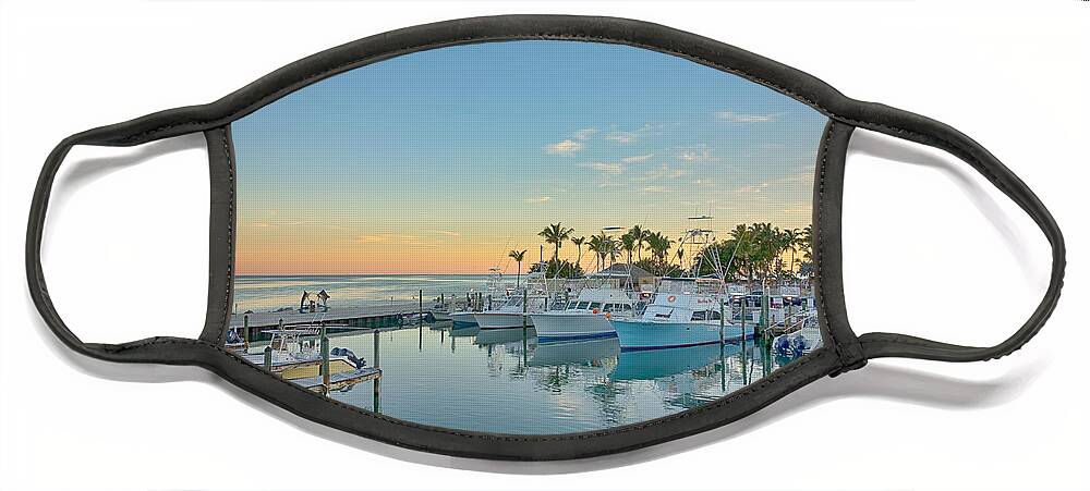 Florida Face Mask featuring the photograph Florida Keys fishing boats in turquoise tropical blue water by Alex Grichenko