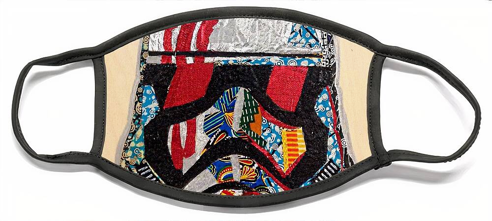 Sci-fi Face Mask featuring the tapestry - textile Storm Trooper FN-2187 Helmet Star Wars Awakens Afrofuturist Collection by Apanaki Temitayo M