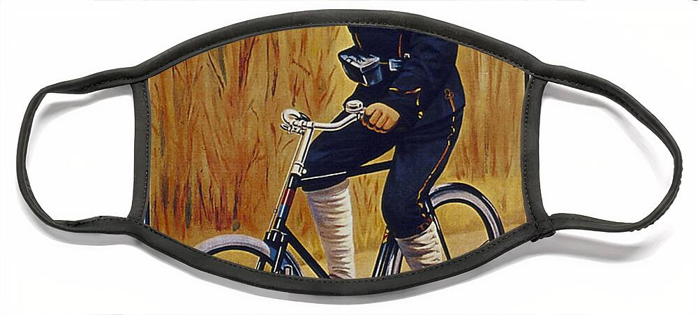 Fongers Face Mask featuring the painting Fongers in Gebruik Bil Nederlandsche en Nederlndsch Indische Leger vintage cycle poster by Vintage Collectables