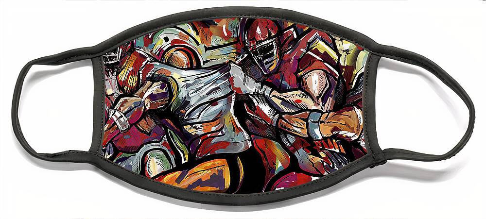 Football Face Mask featuring the painting FootBall Frawl by John Gholson