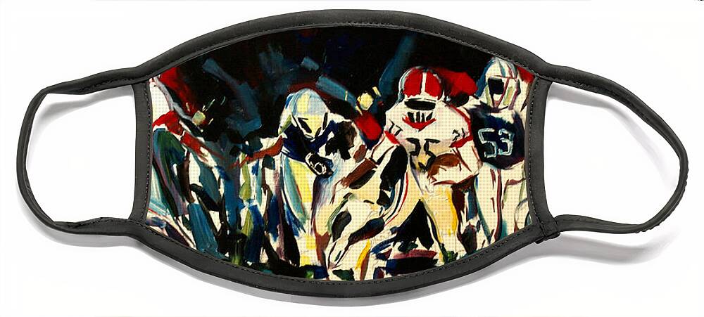  Face Mask featuring the painting Football Night by John Gholson