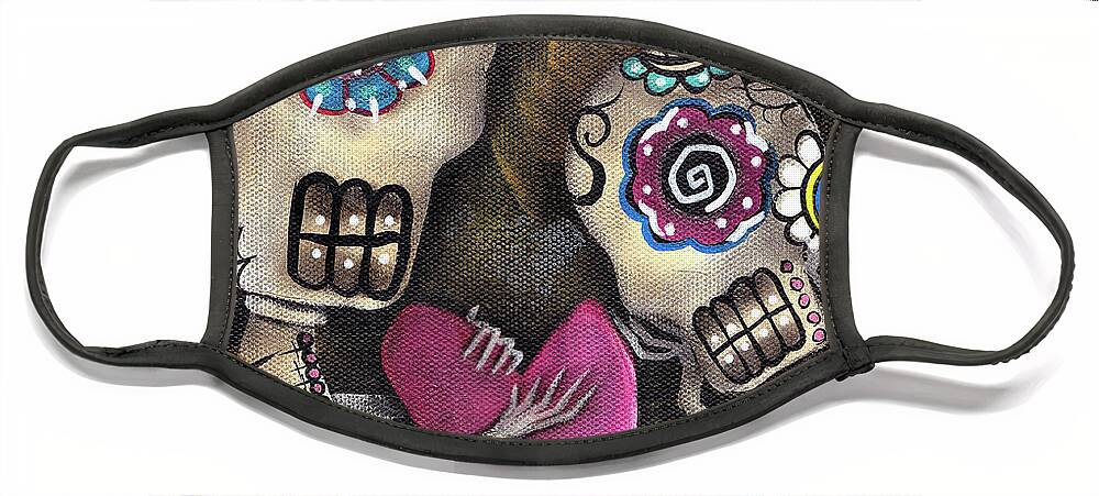 Day Of The Dead Face Mask featuring the painting For You by Abril Andrade