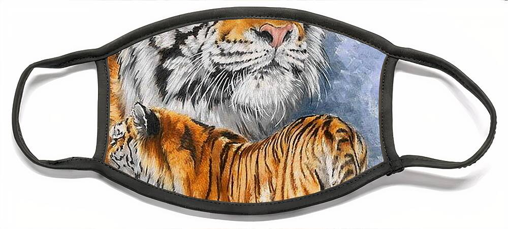 Big Cats Face Mask featuring the mixed media Forceful by Barbara Keith