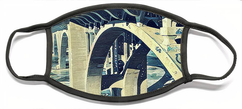 Ford Bridge Face Mask featuring the painting Ford Bridge Winter 2 by Tim Nyberg