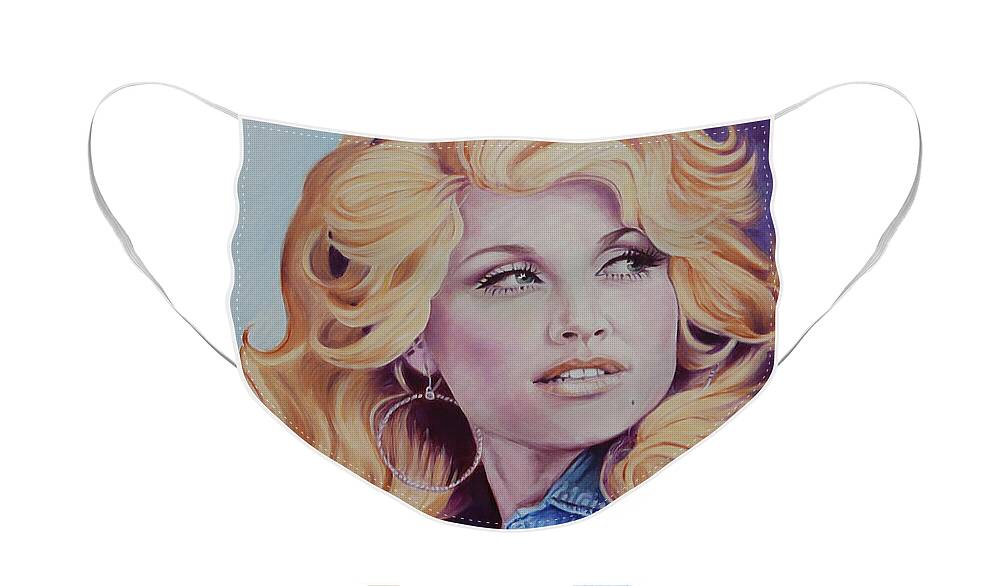 Dolly Parton Face Mask featuring the painting Forever Young - Dolly Parton by Maria Modopoulos