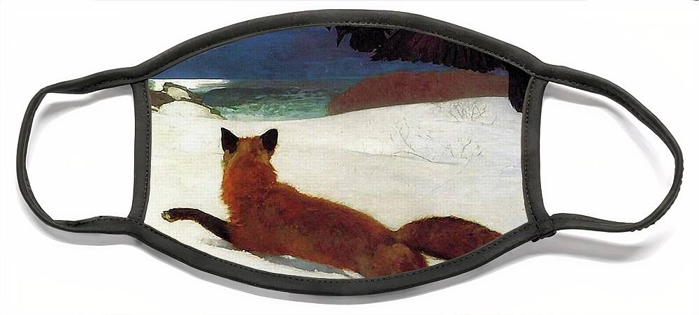 Winslow Homer Face Mask featuring the painting Fox Hunt by Winslow Homer