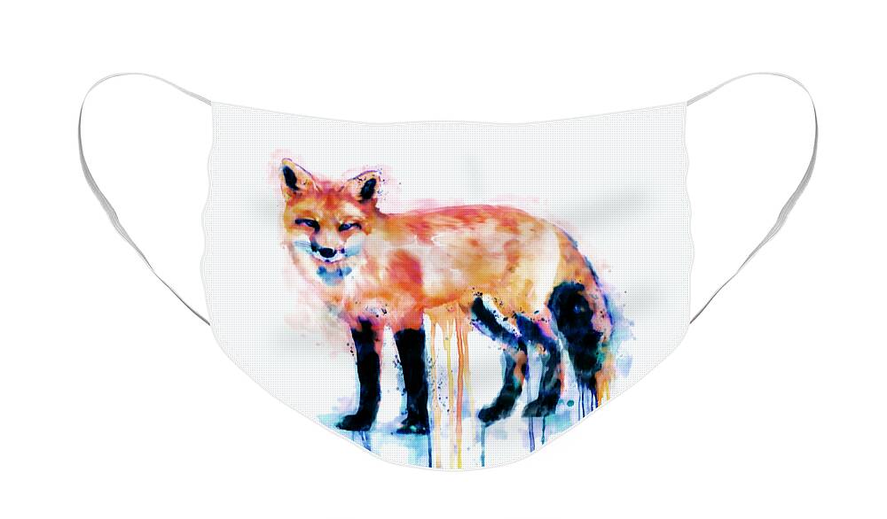 Fox Face Mask featuring the painting Fox by Marian Voicu