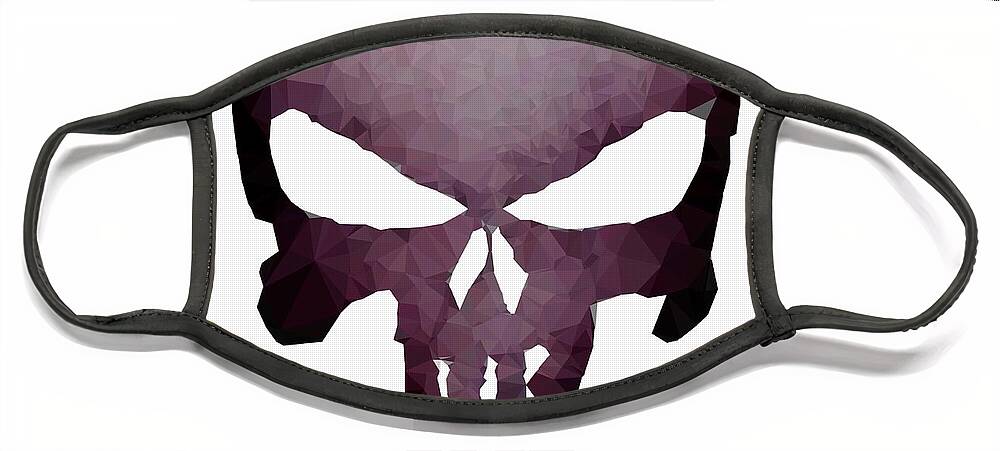 Punisher Face Mask featuring the digital art Frank Skull by HELGE Art Gallery