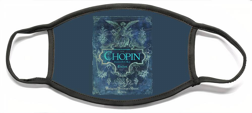Chopin Face Mask featuring the digital art Frederick Chopin Blue by Justyna Jaszke JBJart