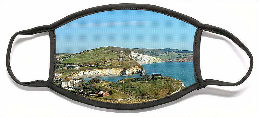 Britain Face Mask featuring the photograph Freshwater Bay From Tennyson Down by Rod Johnson