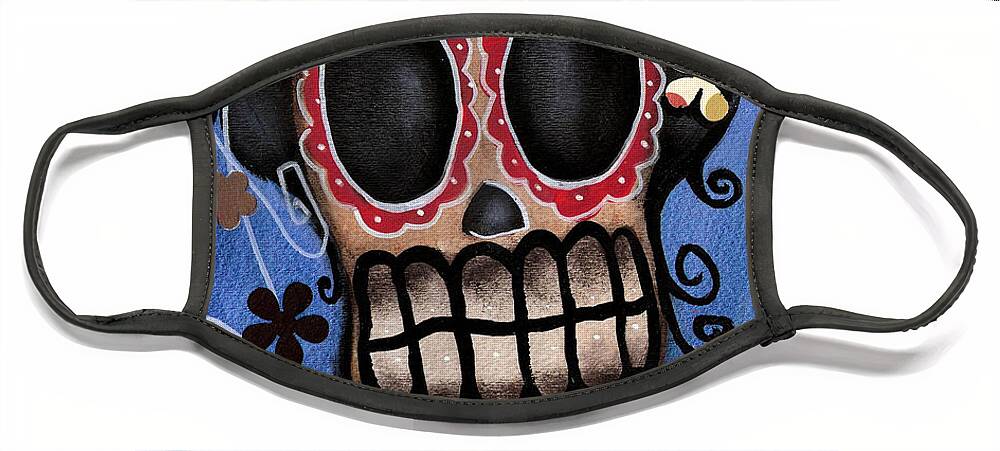 Day Of The Dead Face Mask featuring the painting Frida Muerta by Abril Andrade
