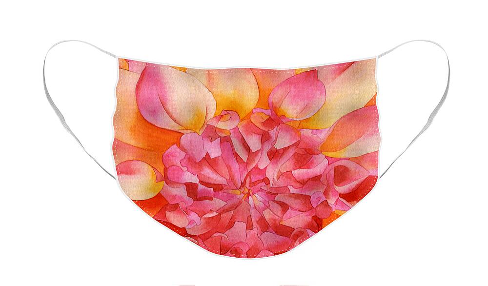 Watercolor Face Mask featuring the painting Friendship Dahlia by Ken Powers