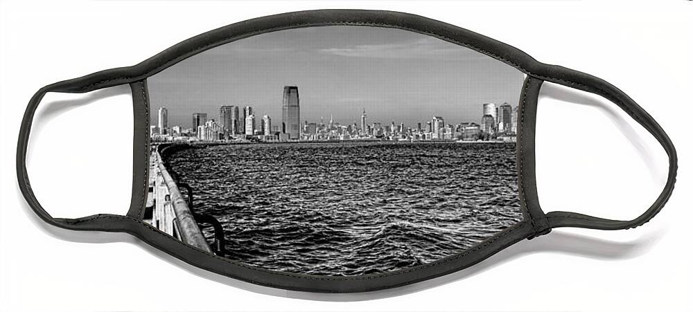 Manhattan Face Mask featuring the photograph From New Jersey by Olivier Le Queinec