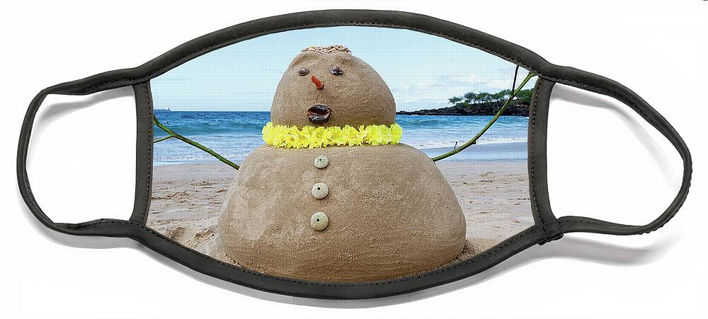 Hawaii Face Mask featuring the photograph Frosty the Sandman by Denise Bird