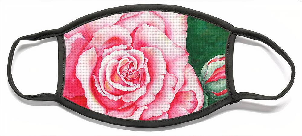 Rose Face Mask featuring the painting Full Bloom by Lori Taylor