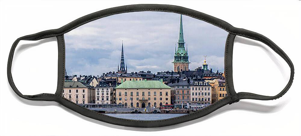 Gamla Stan Stockholm's Entrance By The Sea Face Mask featuring the photograph Gamla Stan Stockholm's entrance by the sea by Torbjorn Swenelius