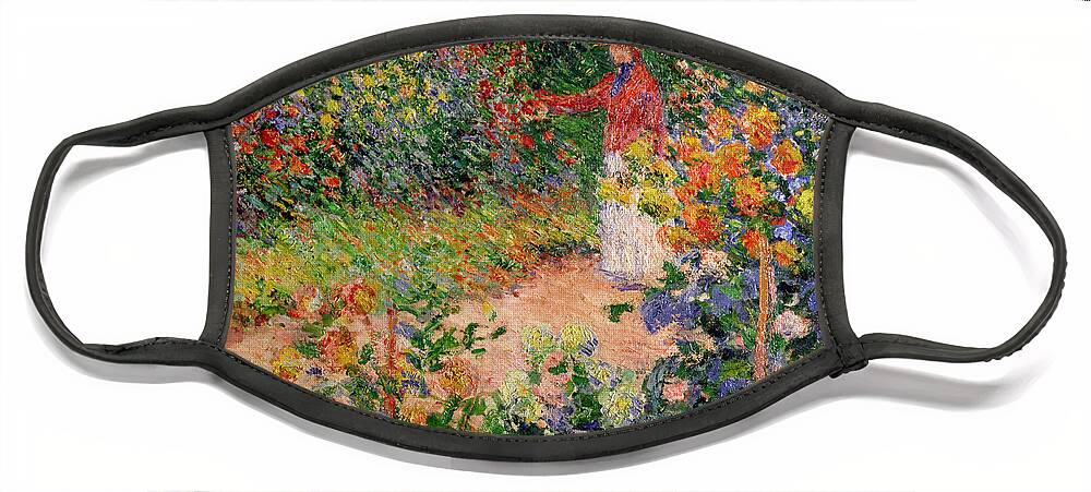 Garden At Giverny Face Mask featuring the painting Garden at Giverny by Claude Monet
