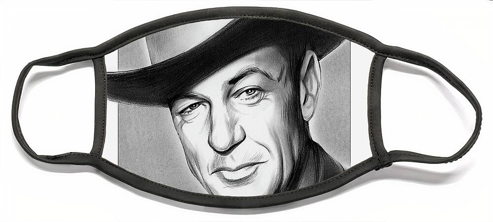 Gary Cooper Face Mask featuring the drawing Gary Cooper Signature by Greg Joens