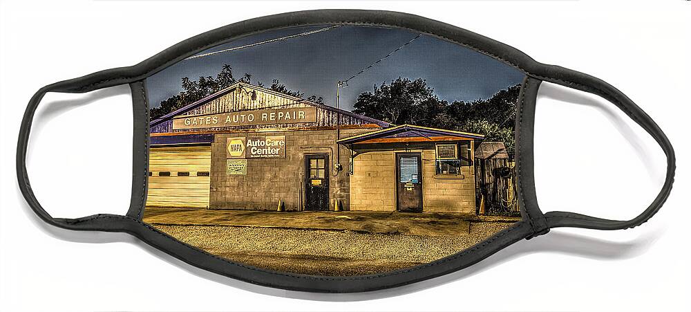 Gates Face Mask featuring the photograph Gates Auto Repair by David Morefield