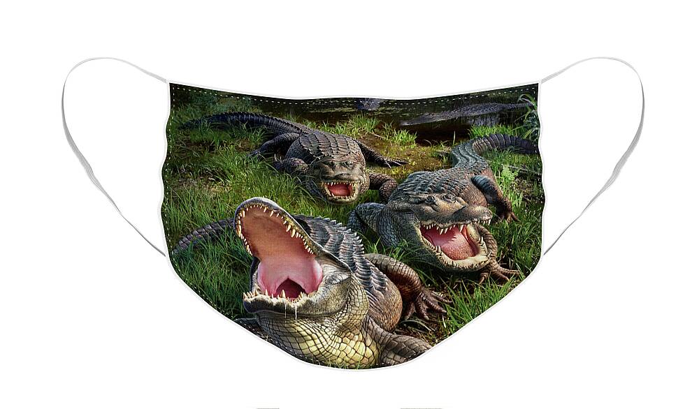 Alligator Face Mask featuring the digital art Gator Aid by Jerry LoFaro