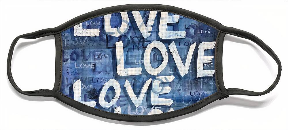 Love Face Mask featuring the painting Love Blue by Liana Yarckin