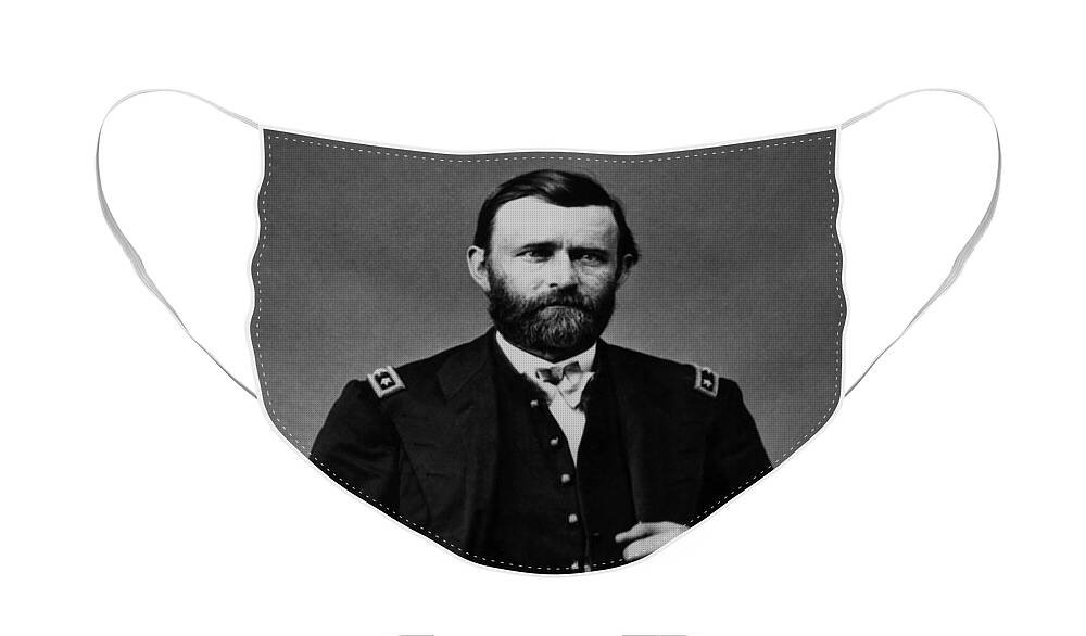 Ulysses Grant Face Mask featuring the photograph General Grant During The Civil War by War Is Hell Store