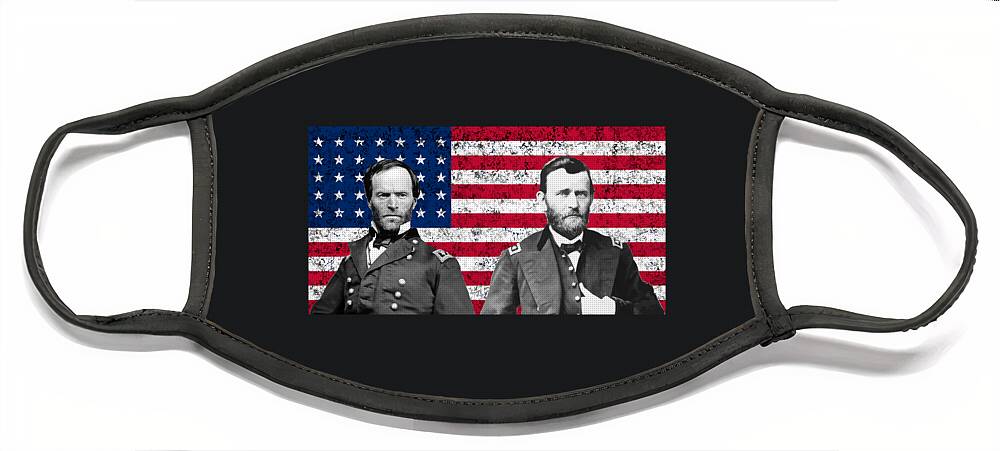 Civil War Face Mask featuring the painting Generals Sherman and Grant by War Is Hell Store