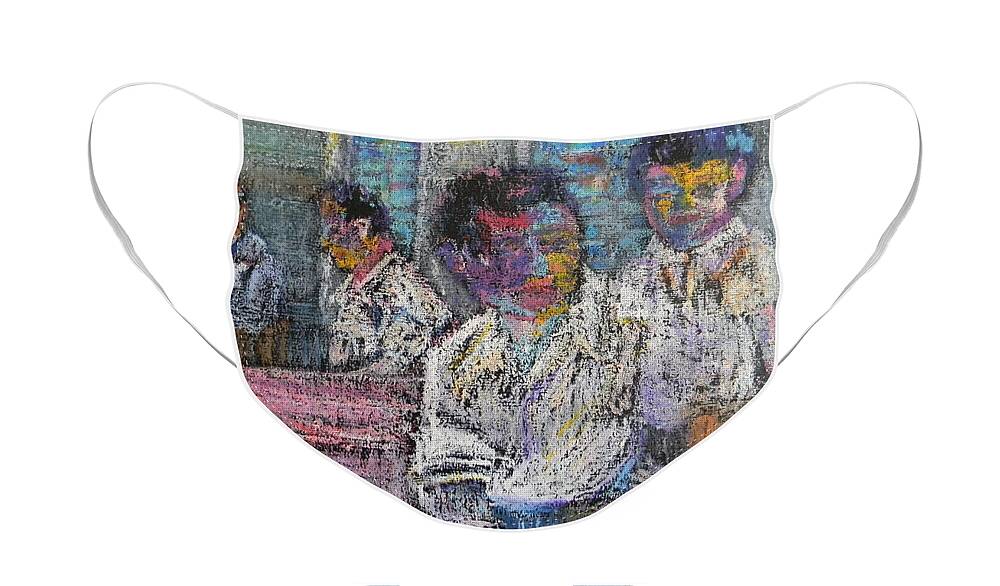 Family Portrait Face Mask featuring the painting Generations by Marwan George Khoury