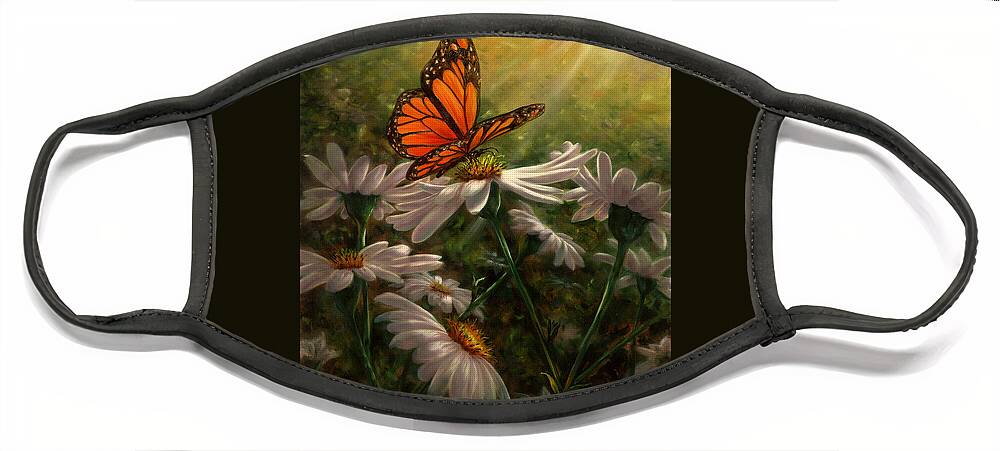 Monarch Butterfly Face Mask featuring the painting Gentle Landing by Lynne Pittard