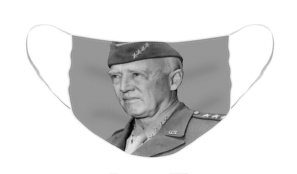 General Patton Face Mask featuring the painting George S. Patton by War Is Hell Store