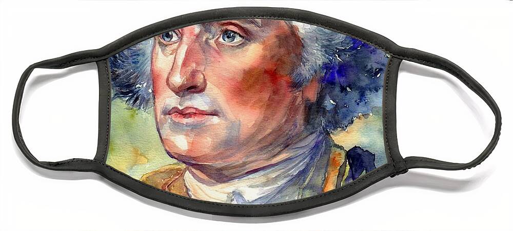 George Face Mask featuring the painting George Washington portrait by Suzann Sines