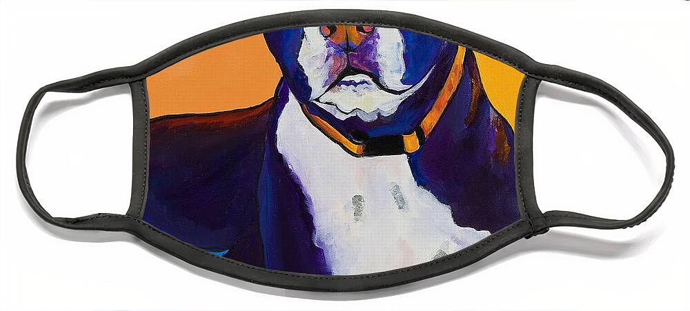 Boston Terrier Face Mask featuring the painting Georgie by Pat Saunders-White