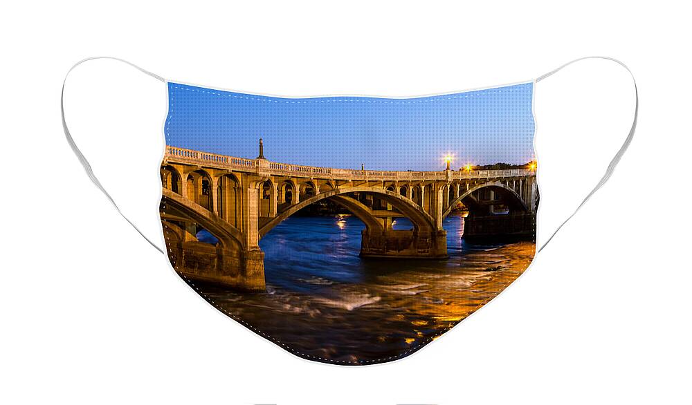 Gervais Street Bridge Face Mask featuring the photograph Gervais Street Bridge at Twilight by Charles Hite