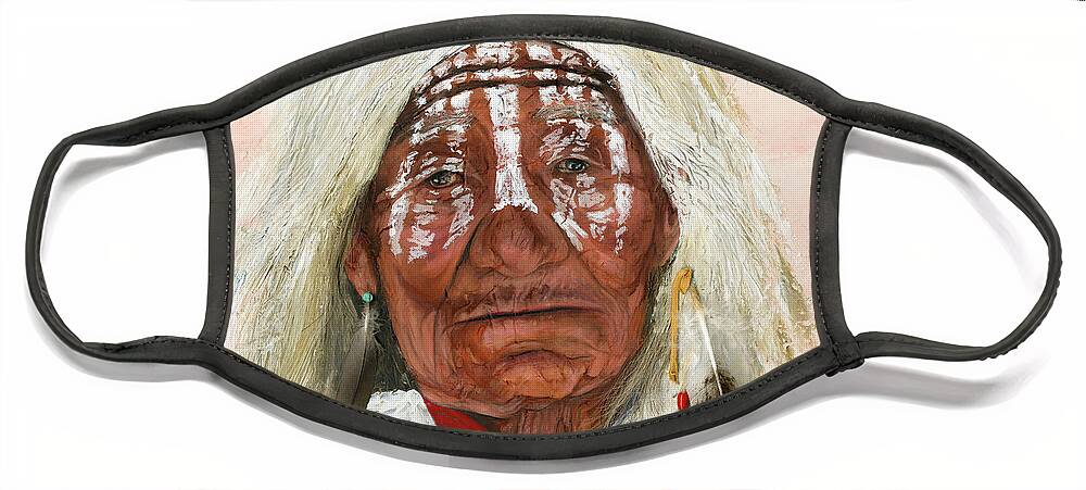 Southwest Art Face Mask featuring the painting Ghost Shaman by J W Baker