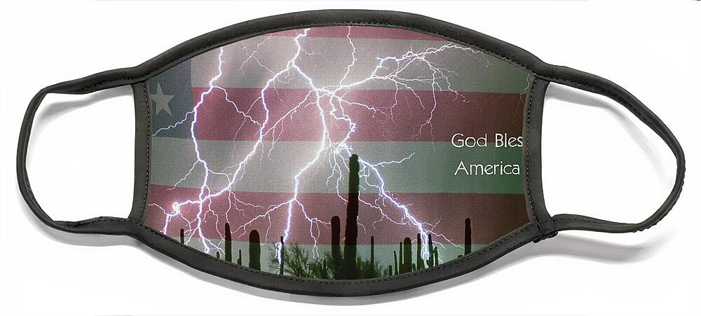 God Face Mask featuring the photograph God Bless America Red White Blue Lightning Storm by James BO Insogna